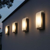 Wandleuchte Außenlampe Fassadenleuchte Stahl verzinkt led Gartenlampe, Glas strukturiert satiniert, 3,7 w 320 lm warmweiß, 4er Set