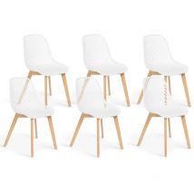 Idmarket - Set aus 6 weißen mandy Esszimmerstühlen