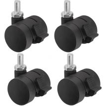 So-tech - 4er Set Möbelrolle aachen mit M8 x 15 mm Gewinde und Bremse (ø 35 mm, 40 kg Traglast / Rolle, 360 Grad drehbar, schwarz)