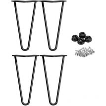 4er-Set Metall Haarnadel Tischbeine 10 Zoll/25cm Höhe 2 Streben Möbelbeine diy für Couchtische, Schreibtische, Nachtständer oder Stühle, Schwarz