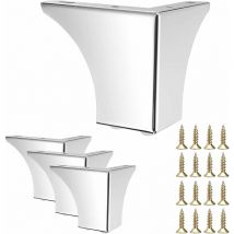 Petites Ecrevisses - 4er Set Möbelfüße 100mm Modern Tischbeine mit Schrauben Metall Beine für Sofa Bett Schränke - Chrom