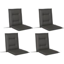 4er Set Sitzkissen 108 X 50 X 5 Cm Stuhlkissen Mit Bändern, Outdoor Indoor Sitzauflage Dunkelgrau