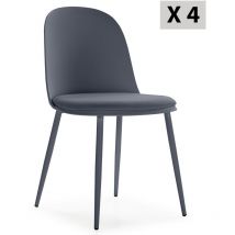 4er Set Stühle Kana blau, Metallbeine und gepolsterter Sitz