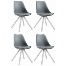 4er Set Stühle Toulouse Kunstleder Square grau weiß