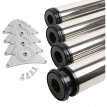 4er Set Tischbeine Möbelfüße Tischstempel Edelstahl Optik ø 80mm Höhe 710mm