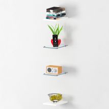 Ahd Amazing Home Design - Set aus 4 Wandregalen Holz und Glas Design Wohnzimmer Joy Wall