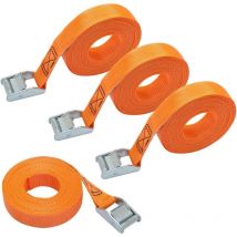 4er-Set Zurrgurte, Länge 6 m, Breite 25 mm, Zurrkraft 150 kg, entspricht din en 12195-2 - Orange