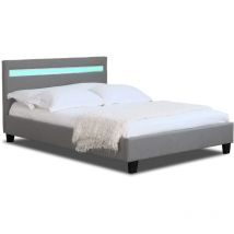 Comfy Living - 4ft Prado led Bed Frame in Light Grey