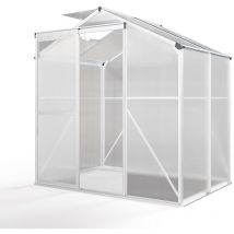 4ft x 6ft Greenhouse Polycarbonate Aluminium Greenhouse with Window, Sliding Door