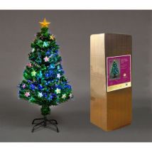Shatchi - 4ft 120cm Fibre Optic Christmas Tree With led Stars Xmas Home Decor Decorations