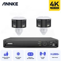 Annke - 4K PoE kit de vidéosurveillance panoramique 180 ° double objectif caméra H.265 + 2 voies audio cctv caméra système de sécurité