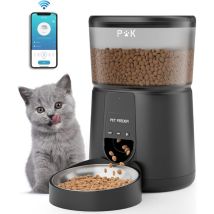 4l Futterautomat Katze & Hund, 2,4 G Wifi Intelligenter Katzenfutter Automat Mit Edelstahlnapf Für Trockenfutter, App-steuerung, Sprachaufzeichnung, 1