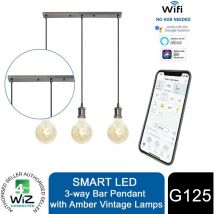 WiZ Connected 3-Way Bar Pendant a+ Energy Class G125 Smart led Bulbs,White - 4lite
