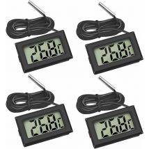 4Mini Digital LCD Thermomètre Température avec Sonde de Température Capteur Testeur pour Réfrigérateur Congélateurs Aquarium (Noir)
