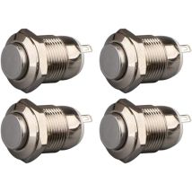Mezheng - 4pcs 12mm 3A 12V/24V/125V/250V ac Autobloquant Interrupteur Bouton Poussoir Étanche en Acier Inoxydable on Off Bouton-Poussoir