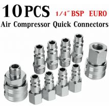 Tophomer - 4pcs 1/4' bsp Raccords Connecteurs de Coupleur Libération Rapide pour Tuayn Air Line Coupleur Connecteur ,Comprime Compresseur Male