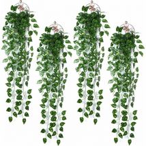 Lts Fafa - 4pcs 90cm Artificial Green Climbing Ivy Fake Falling Plant Hanging Decorations for Wedding, Celebration, Party, Kitchen, Garden, Office