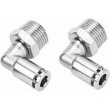 Groofoo - 4pcs All-Copper Nickel Plated Quick Connect Hose Fittings 12mm Pneumatic Quick Connect + 90 Degree bsp Male Thread(1/8')