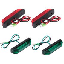 Ineasicer - 4Pcs Barre lumineuse de signalisation étanche rouge & verte pour bateau de navigation Yach