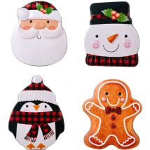 Serbia - 4pcs Boîte à biscuits bonhomme en pain d'épice, boîte à bonbons du père noël, boîte en fer blanc bonhomme de neige de dessin animé, boîte