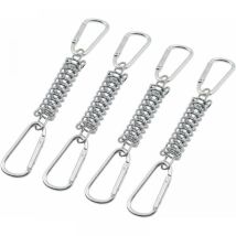 4pcs Boucle Ressort Tension Fixation Store - Voile D'ombrage Fixations Accessoires en Acier Inoxydable avec 4 Ressorts HéLicoïdaux 8 Mousquetons pour