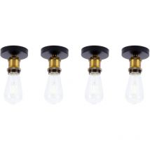 Axhup - 4pcs Ceiling Lighting Fitting Vintage, Retro Industrial Simple Ceiling Lamp E27 Bulb for Living Room Bedroom Hallway (Bronze)
