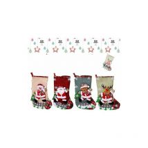Fei Yu - 4pcs Chaussette de Noël Traditionnelle,Chaussettes Noël Deco,Chaussettes de Noël Suspendue,Chaussette de Noël Personnalisé,Chaussettes de