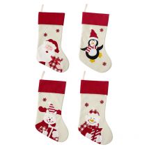 4pcs Chaussettes de Noël Cheminée Chaussettes de Noel Enfant Chaussette Noel Rouge Décoration de Noël