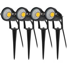 Grid Cool - Projecteur Spot led Étanche IP65, Éclairage Extérieur cob 5W 220V - Blanc Chaud [4PCS]