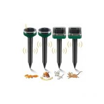 4pcs Detaupeur Solaire Anti Taupe Ultrason Repulsif Serpent Chasse Taupes Eliminer Prise Ultrason Souris Anti-Taupes Campagnols Nuisibles Etanche
