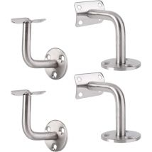 4PCS Inoxydable Supports, Support Mural en Acier Inoxydable,Support Mural Fixation Tringle,Balustrade Murale Support de Tube 90°,pour Mur Intérieur