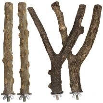 4pcs Natural Wooden Bird Perches Stand Parakeet Toys Parakeet Bird Cage Accessories Parrot Supplies