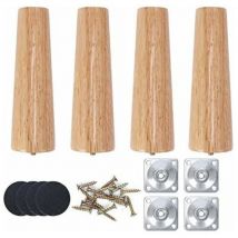 Lablanc - 4Pcs Pieds de Meuble Bois Droit 20cm,Pieds Table Basse Bois Pieds Bois Chêne Meubles en Bois Massif pour Canapé Lit Table Fauteuil Table de