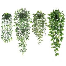 4Pcs Plante Artificielle Interieur Tombante avec Pot Fausse Plante Verte Tombante en Pot Petite Plantes Artificielles Suspendues Interieur Fausse