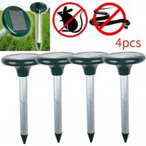 4pcs Répulsif solaire ultrasonique pour Taupe, répulsif solaire, répulsif ultrasonique, serpent, étanche, Anti Taupe, rat, souris, serpent