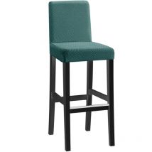 Linghhang - 4pcs short back long checkered jacquard chair covers - dark green, one-piece stretch chair covers, modern and durable, suitable for home
