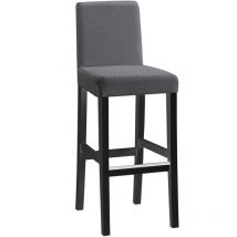 Linghhang - 4pcs short back long checkered jacquard chair covers - dark grey, one-piece stretch chair covers, modern and durable, suitable for home