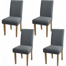 Hoopzi - 4PCS Stretch Removable Washable Dining Room Chair Protector Slipcovers/Home Decor Dining Room Seat Cover (Gray)