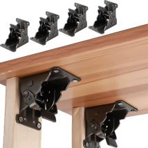 Jalleria - 4Pcs Support de Support Pliable,Charnières Autobloquantes,Charnière pour Pieds à Rabat de Meuble Pliant,Support Pliable Raccords de Jambe
