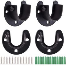 4Pcs Tringle à Rideaux en Forme de u, Support de Tringle à Penderie à Rideaux, Douilles de Poteau de Penderie en Acier Inoxydable, Support de Bride,