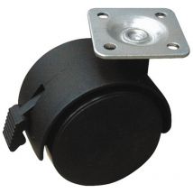 4PZ ruota girevole per mobili cuffia nylon+freno mm. 50-PIASTRA mm. 38X38