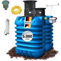 Modularis Erdtank-Paket 5000 L – Gartenbewässerung – 2 Module à 2500 L – Edelstahl-Tauchdruckpumpe – Platzsparend