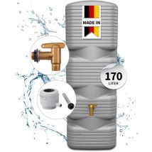 Quadro Wandtank Komplett-Set 170 Liter betongrau inkl. Kunststoff-Auslaufhahn und Fallrohranschluss - 4rain