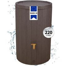 Réservoir madera 220L brun avec robinet pe imitation laiton et couvercle - 4rain