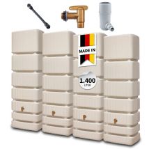 Slim Wandtank-Set 1400 Liter sandbeige – 4 x 350 Liter – Integrierte 3/4"-Gewindeanschlüsse – Made in Germany