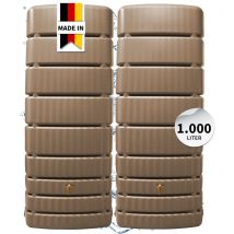 Slim Wandtank-Set 1000 L – taupe – 2 x 500 L – witterungsbeständig – UV-Schutz – Recyclingkunststoff – Qualität Made in Germany