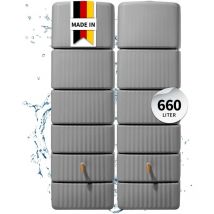 Slim Wandtank set 660 l, steingrau, 2x Slim 330 l, inkl. Verbinder - 4rain