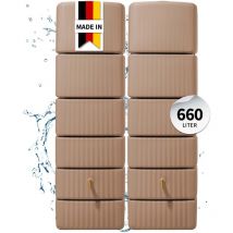 4rain SLIM Wandtank SET 660 L, taupe, 2x Slim 330 L, inkl. Verbinder