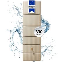 4rain - Récupérateur d'eau mural slim 330L sable avec robinet pe imitation laiton