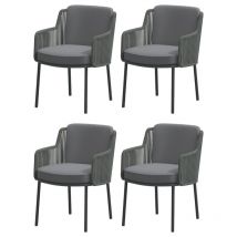 4x Dining Sessel Bernini platinum mit 2 Kissen Gartensessel Gartenstuhl - 4seasons Outdoor